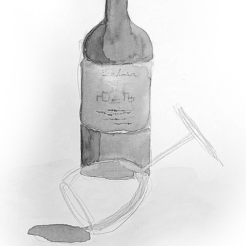 Flasche mit umgekipptem Glas (Foto: Grégoire Hubert)