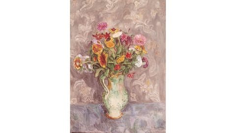 Purrmann, Hans (1880-1966). "Blumen vor grauem Grund", 1946. Oel auf Leinwand, 100 x 74,5 cm. Mannheim, Staedtische Kunsthalle