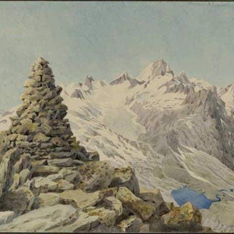 Auf dem Gipfel des Seidelhorns - Aquarell von Felix Mendelssohn (18. August 1847)