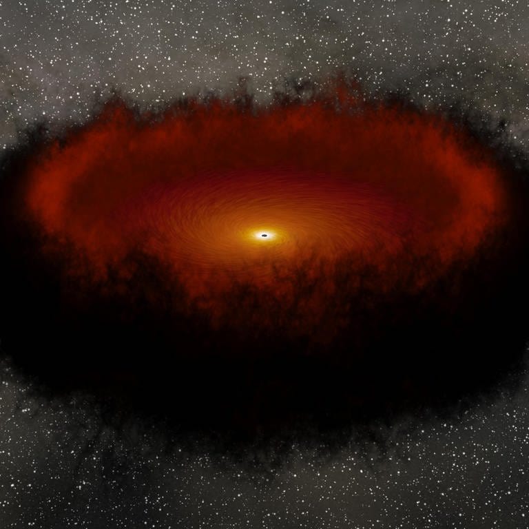 Diese NASA-Animation zeigt ein supermassereiches Schwarzes Loch, das durch sogenanntes "Echo-mapping" dargestellt gemacht wird.