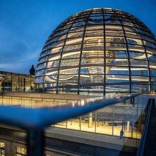 Das Reichstagsgebäude mit der gläsernen Kuppel.