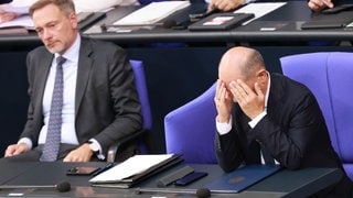 Christian Lindner und Olaf Scholz am 26. Juni 2024 im Bundestag