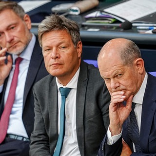 Christian Lindner, Robert Habeck und Olaf Scholz (Archivbild: 06. Juni 2024)