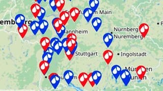 Screenshot der Karte zur ARD Citizen Science rund um die Trockenheit in Deutschland
