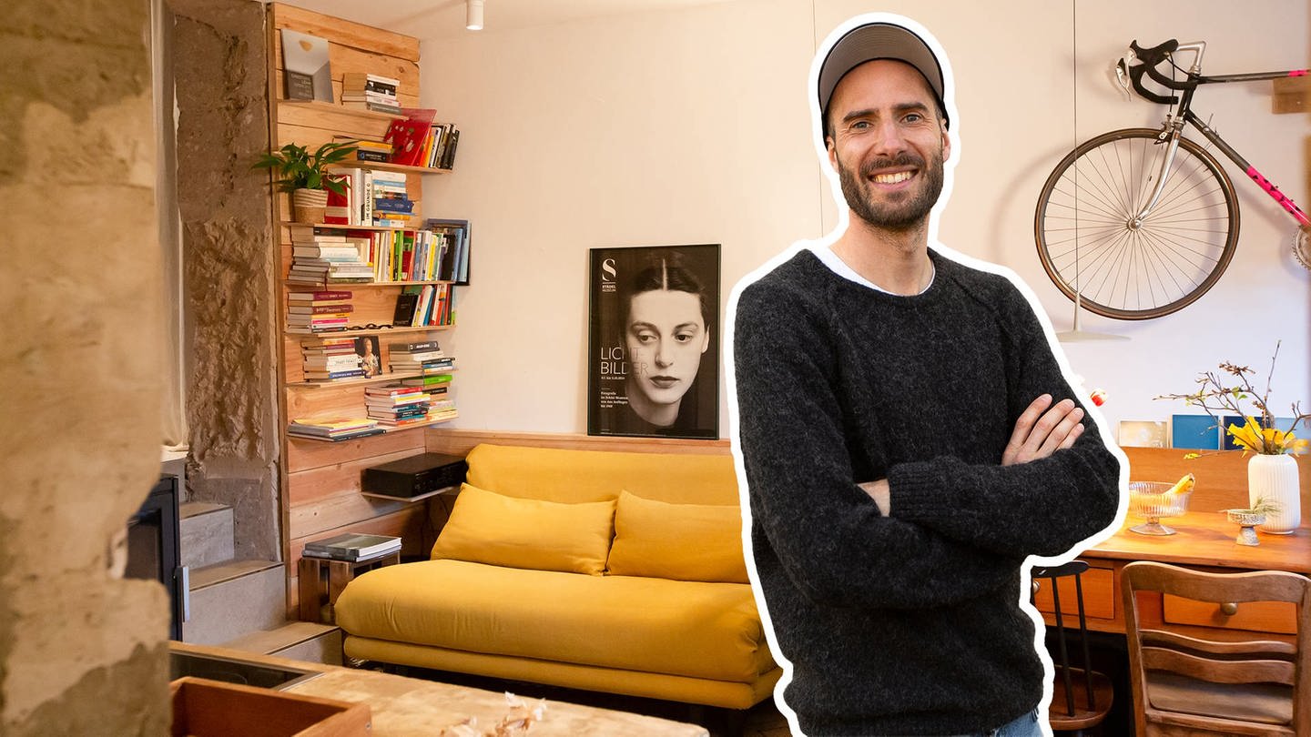 Philipp hat sich im alten Luftschutzkeller seines Elternhauses ein gemütliches Mini-Loft im Industrie-Stil gebaut.