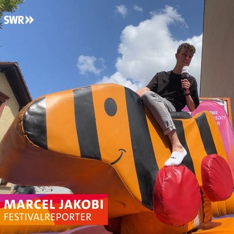 Festivalreporter Marcel Jakobi auf der SWR Festivalmeile (Foto: SWR)