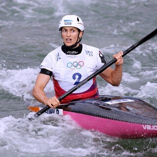 Ricarda Funk beim Kanuslalom in Paris. 