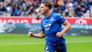 Marius Bülter (TSG 1899 Hoffenheim) jubelt über sein Tor gegen den VfL Bochum