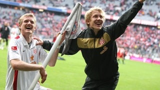 Fussball - 1. BUNDESLIGA - 25.09.2010, FC Bayern München vs. 1. FSV Mainz 05, v.l. Schlussjubel bei Andre Schürrle und Lewis Holtby (M05)