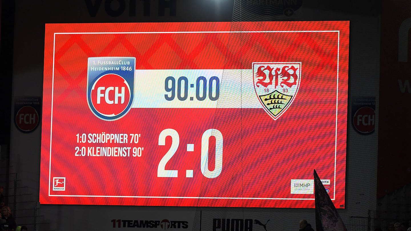 Anzeigetafeln lügen nicht: der VfB Stuttgart hat sein Auswärtsspiel beim 1. FC Heidenheim überraschend verloren.