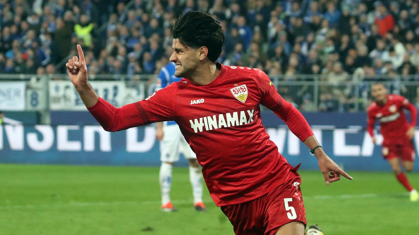 Mo Dahoud bejubelt seinen Treffer für den VfB gegen Darmstadt
