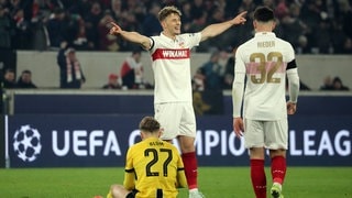 Yannik Keitel bejubelt sein Tor zum 5:1 des VfB Stuttgart gegen Young Boys Bern.