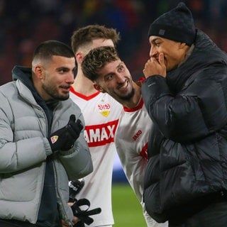 Spieler des VfB Stuttgart lachend