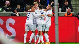 Torjubel TSG 1899 Hoffenheim nach Tor zum 1:1 von Max Moerstedt in der Europa League beim FC Midtjylland .