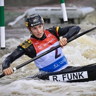 Ricarda Funk beim Wettkampf in Prag.