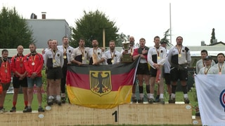 Die deutsche Mannschaft bis zu 680 Kilogramm gewinnt Gold bei der Tauzieh-WM