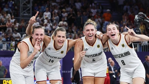 Das deutsche 3X3 Basketballteam der Frauen holte bei den Olympischen Spielen 2024 in Paris die Goldmedaille.