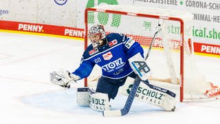 Goalie Joacim Eriksson im Tor der Schwenninger Wild Wings.