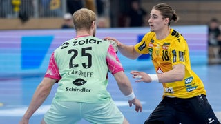 Juri Knorr von den Rhein-Neckar Löwen im DHB-Pokal Achtelfinale gegen die Füchse Berlin. 