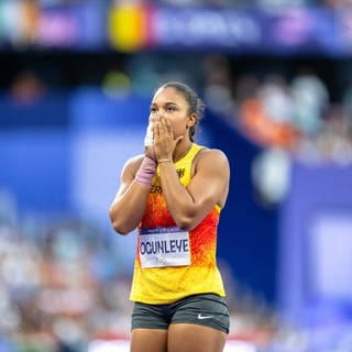 Kugelstosserin Yemisi Ogunleye von der MTG Mannheim holt Gold bei den Olympischen Spielen von Paris.