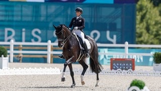 Dressurreiterin Isabell Werth bei den Olympischen Spielen 2024 in Paris: Auf Wendy de Fontaine tanzt sie zu Team-Gold und Einzel-Silber.