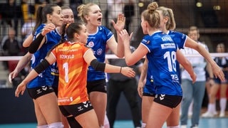 Die Volleyballerinnen von Allianz MTV Stuttgart in der Champions League gegen Bielsko-Biala