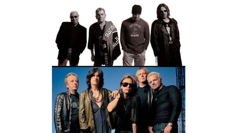 Collage der Bands Nazareth und Aerosmith