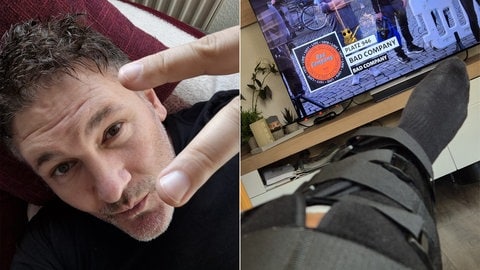 SWR1 Hörer Torsten aus Ingelfingen verfolgt die SWR1 Hitparade vom Sofa aus nach seiner Kreuzband-Operation.