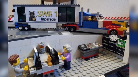 Das mobile SWR1 Studio aus Lego nachgebaut.