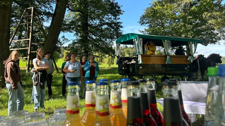 Der perfekte Tag mit SWR1 auf dem Haupt- und Landgestüt Marbach: Abschluss im Grünen, mit Planwagen und Vesper.