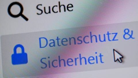 "Datenschutz und Sicherheit" auf Computermonitor