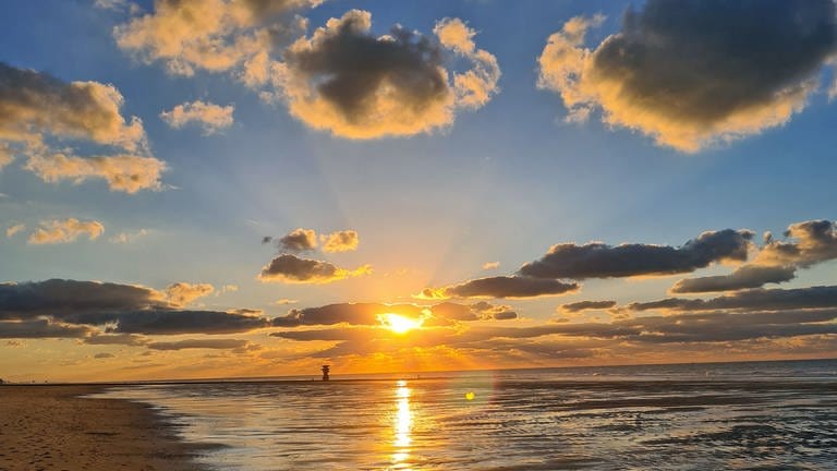 Christina Brendel aus Bensheim schreibt uns zu ihrem Bild "Abendstimmung am Strand von Ostende": "Ich verbringe in Ostende meinen Urlaub und finde es wunderbar entspannend abends am Strand entlangzuwandern und Muscheln zu sammeln und mir den Herbstwind um die Nase wehen zu lassen."