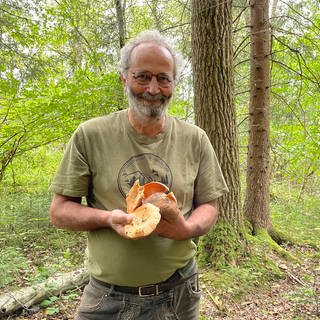 Pilze im Wald bei Treherz im Allgäu, Pilzexperte Rainer Schall