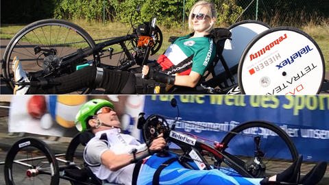 SWR1 Leute: Jana Sohm, ist nach einem verunglückten Trampolinsprung im Juni 2009 querschnittsgelähmt, und Stefan Kretzschmar, ehem. Rennradfahrer, sitzt seit Unfall (2006) im Rollstuhl. Sie sind Handbiker im Tetra-Team und machen sich für die Belange Querschnittgelähmter stark.