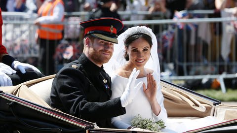 Prinz Harry und Meghan nach ihrer Hochzeit in der St George's Chapel im Mai 2018.