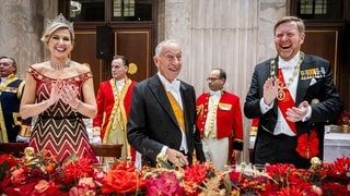 Königin Maxima und König Willem-Alexander der Niederlande zeigten sich gut gelaunt beim Staatsbankett mit dem portugiesischen Präsidenten Marcelo Rebelo de Sousa.