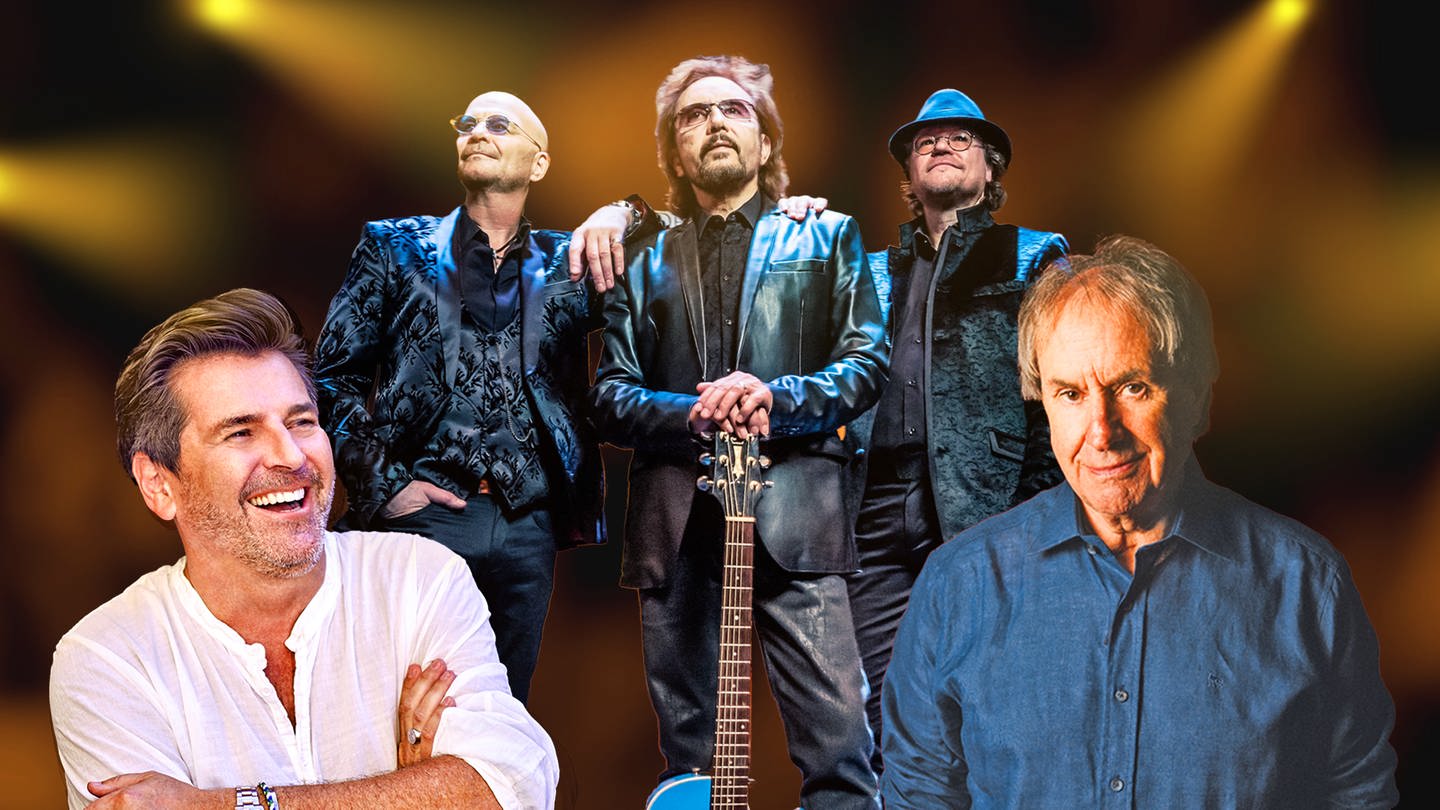 Montage: Thomas Anders, Bee Gees Coverband Nightfever, Chris de Burgh - diese Künstler sind beim SWR4 Festival in Wörth