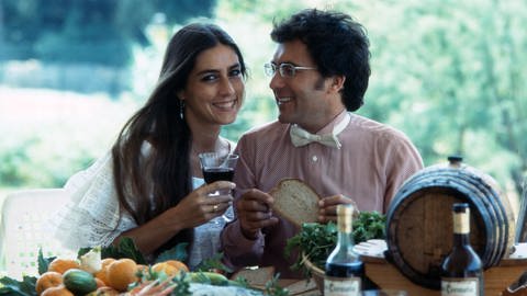 Romina Power und Al Bano Carrisi beim Essen 1985.
