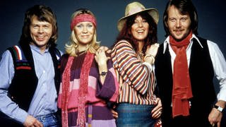 Gruppenfoto der schwedischen Popgruppe Abba ("Waterloo"): Bjorn Ulvaeus, Agnetha Faltskog, Anni-Frid Lyngstad, Benny Andersson. Bis heute schaut die Band auf eine Geschichte voller Erfolg zurück.