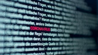 Text mit dem Begriff Coronavirus auf Computer Bildschirm