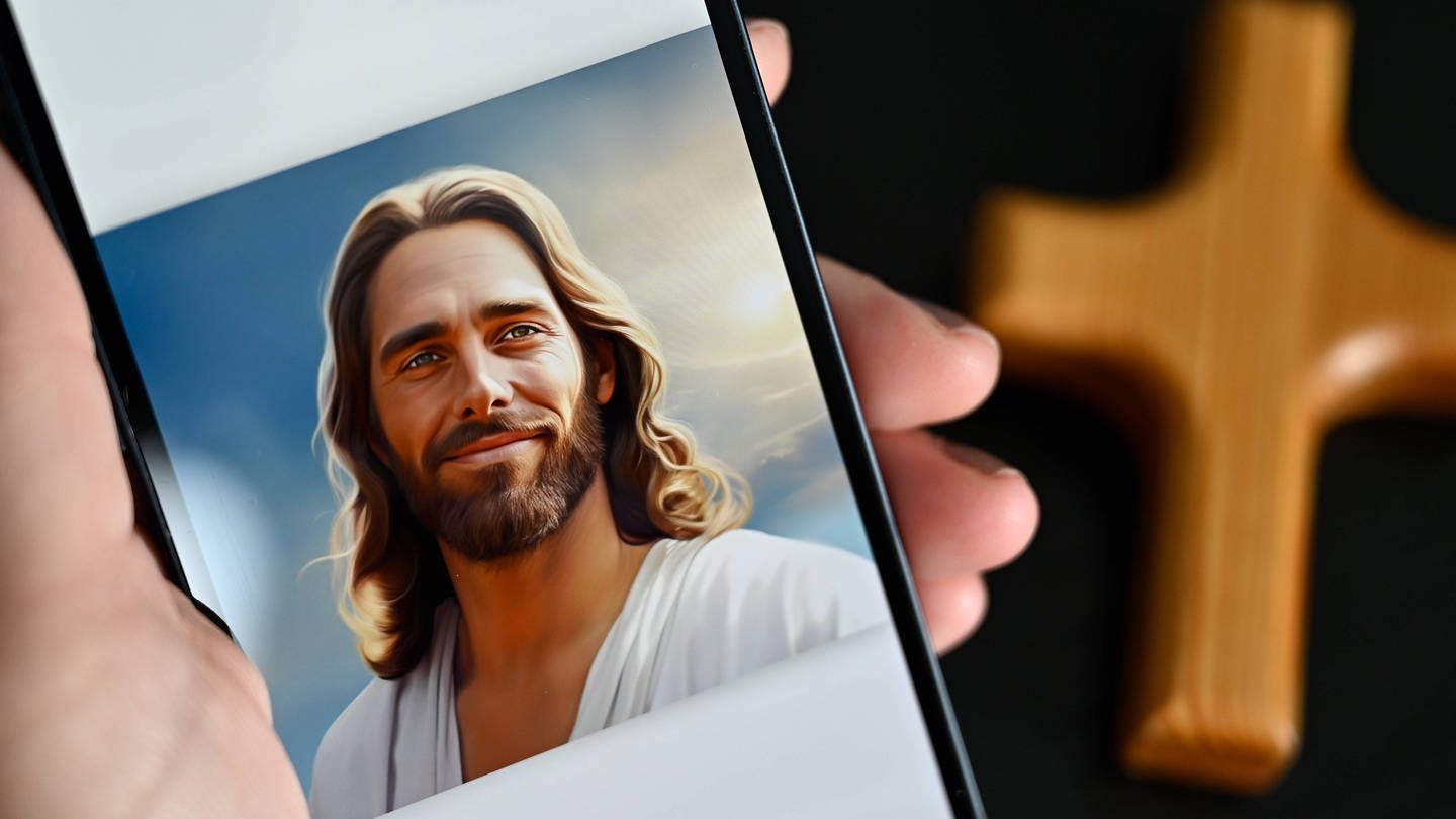Die App Text with Jesus von der Tech-Firma Catloaf Software auf einem Smartphone