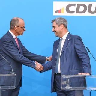 Berlin, Deutschland, 17.09.2024: Bayerische Landesvertretung: Pressekonferenz zur Klärung der K-Frage der Union: CDU-Chef Friedrich Merz und Bayerischer Ministerpräsident und CSU-Chef Markus Söder