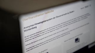 Das Anonyme Hinweisgebersystem der Steuerverwaltung Baden-Württemberg ist in einem Browserfenster zu sehen. 