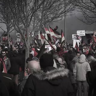 Demonstranten mit Deutschlandfahnen