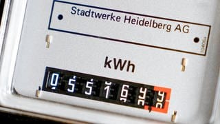Das Bild zeigt einen Drehstromzähler vom Stromanbieter Stadtwerke Heidelberg.