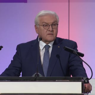 Bundespräsident Frank-Walter Steinmeier bei seiner Rede am Montagabend in Stuttgart.