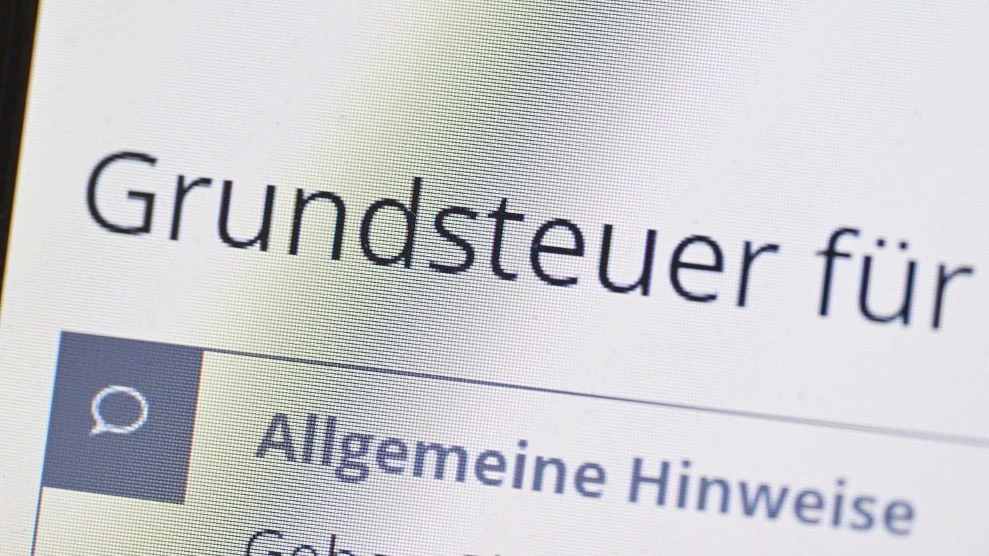 Grundsteuer auf einem Computerbildschirm auf der Seite des Online-Steuerportals Elster.