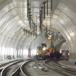 Baustelle in einem Tunnel in Stuttgart