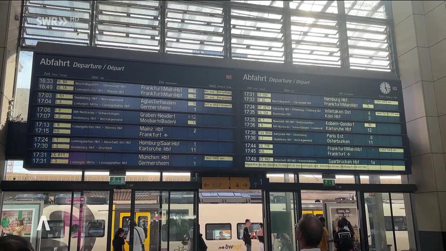 Anzeigetafeln im Mannheimer Bahnhof