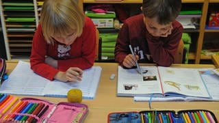 Schulkinder arbeiten in einer Grundschule an ihren Aufgaben (Archivbild).